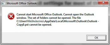 cannot start microsoft outlook