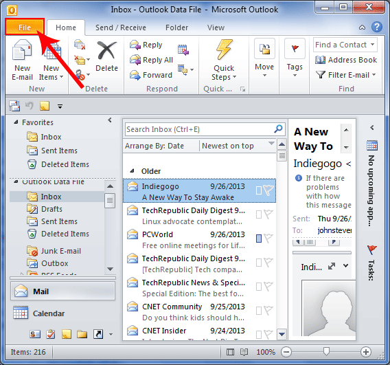 create backup of outlook