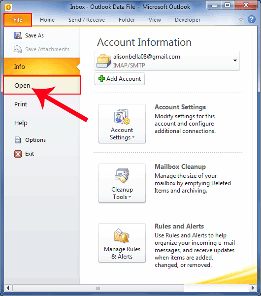 backup through export option