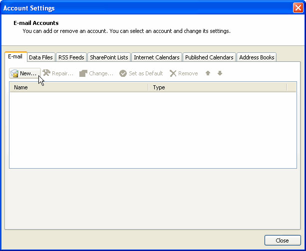 account settings to set up Gmail in Outlook
