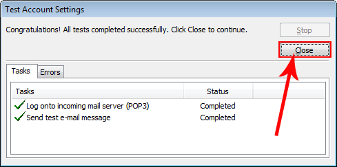 click close to convert imap to pop3