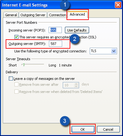 SMTP server settings