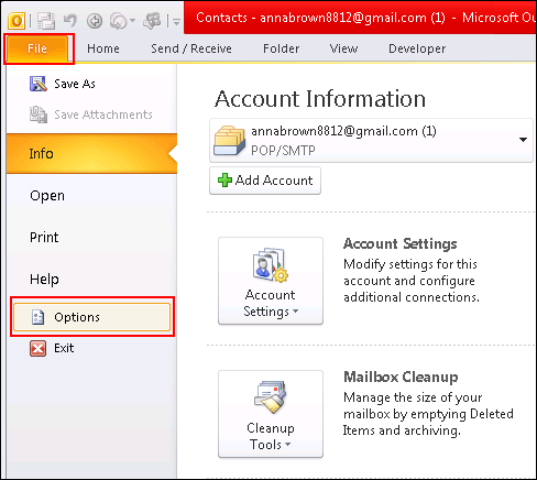 click on options to add default theme