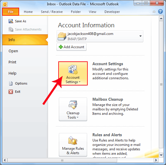 Account Settings to convert IMAP to POP3