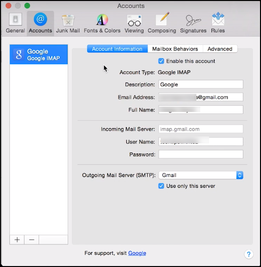Add Gmail to Apple Mail