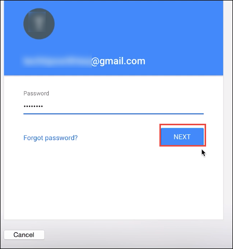 password and next