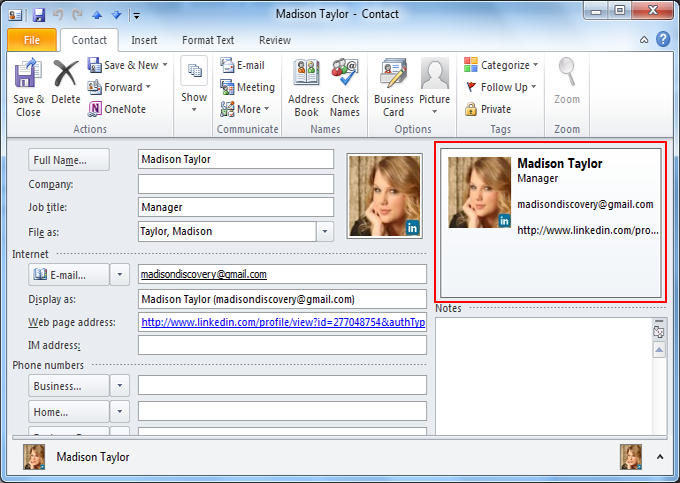 provide information to create business cards