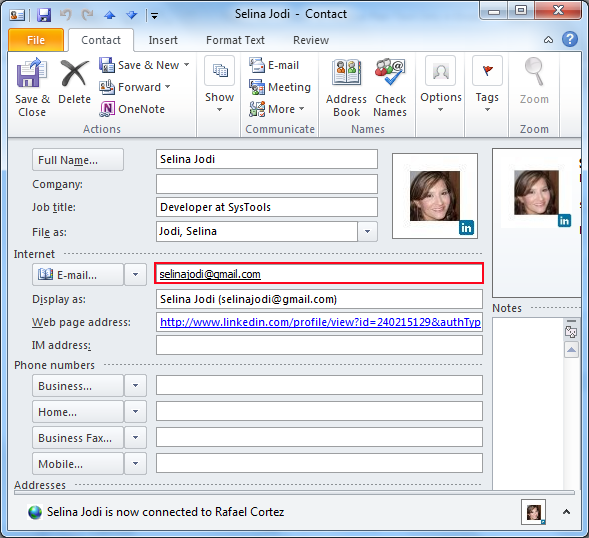 click on email id