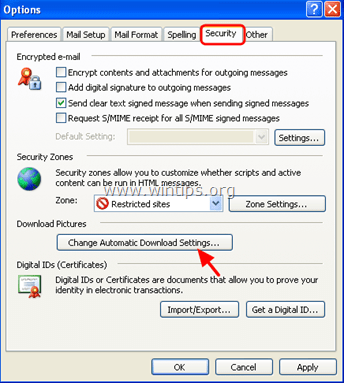 Outlook 2010 security settings