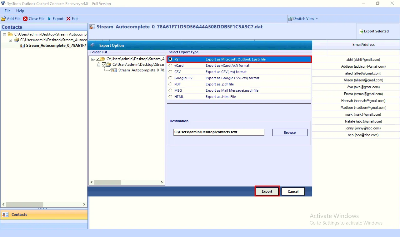 retrieve autocomplete email addresses