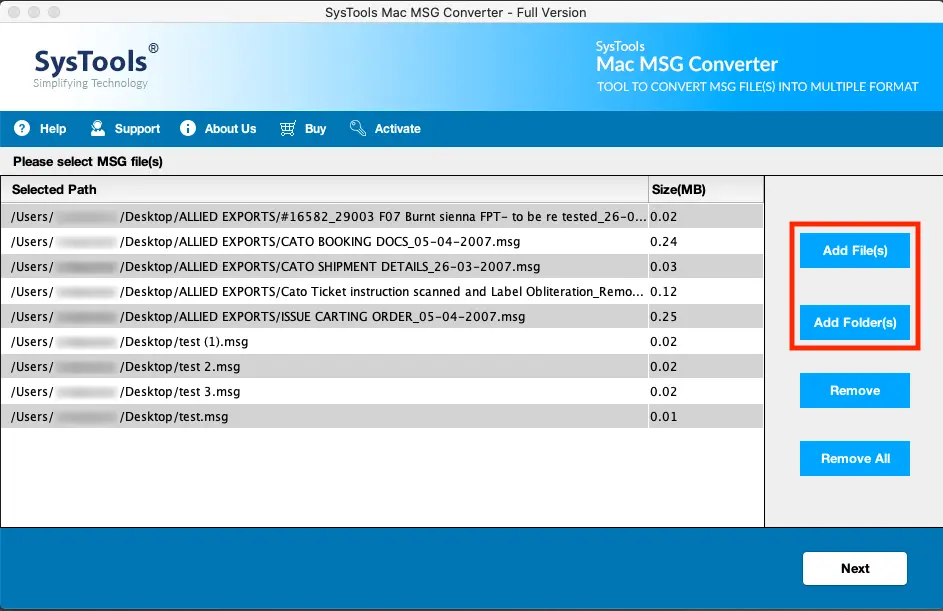 add msg files on mac software