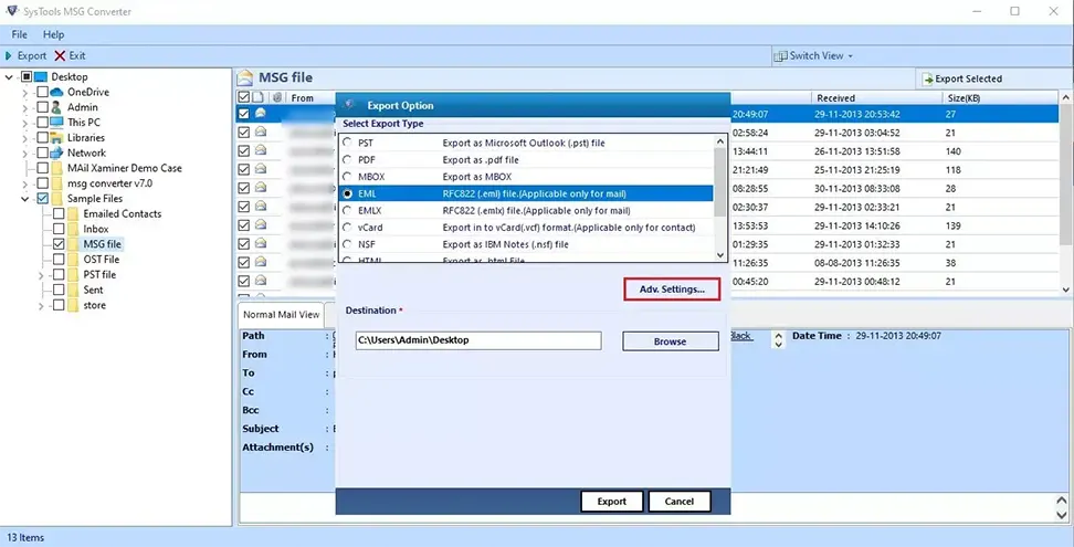 set advanced settings