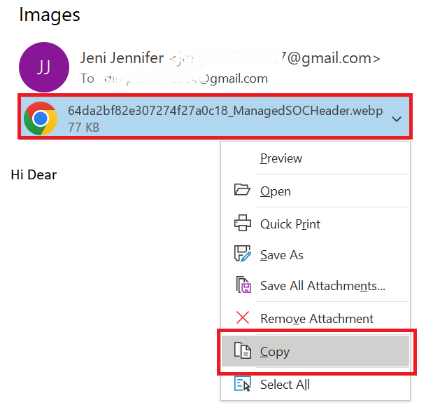 save embedded images from outlook email