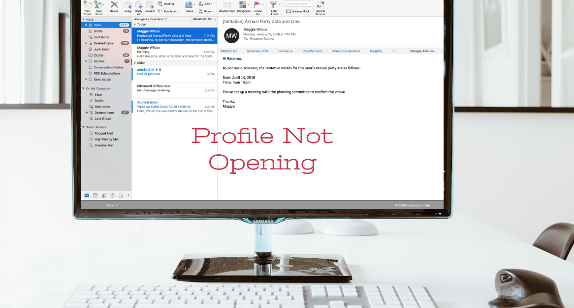 Outlook Profile Not Opening - Resolved