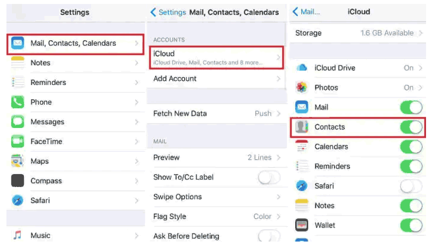 transfer contacts from hotmail to iCloud