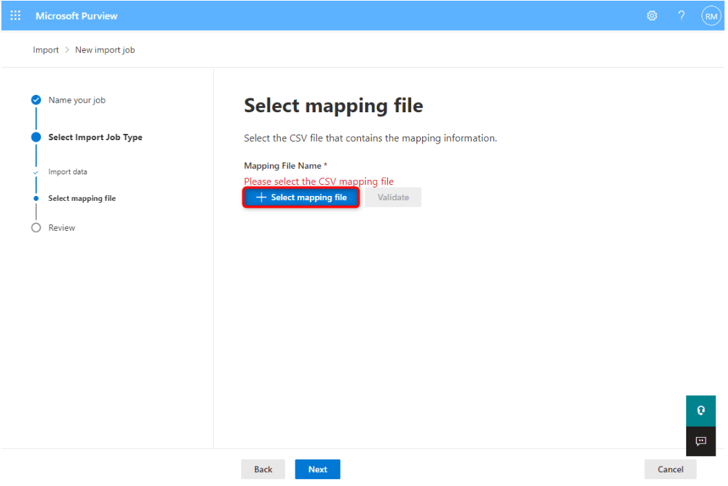 select mapping file