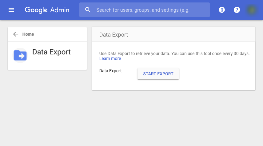 To export data to external file using the Data Export tool, click the Start Export button.