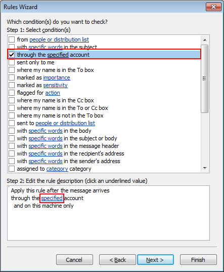 select through the specified account