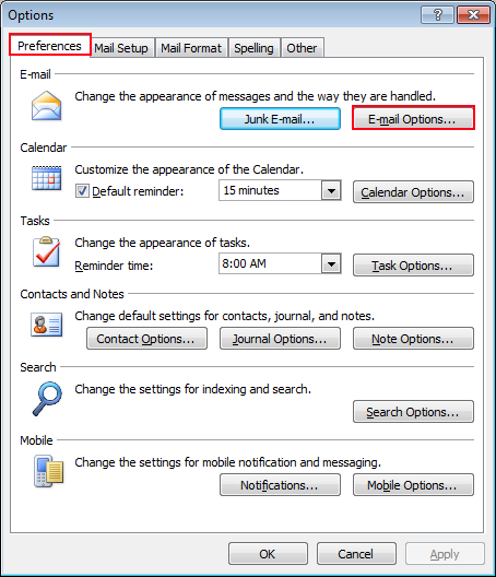 click on preferences