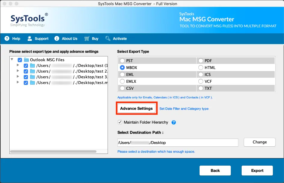 set advance settings