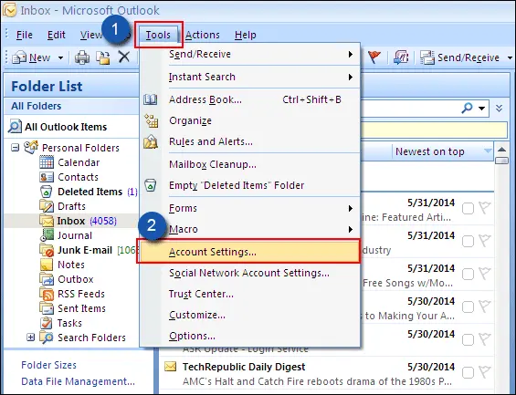 go to account settings