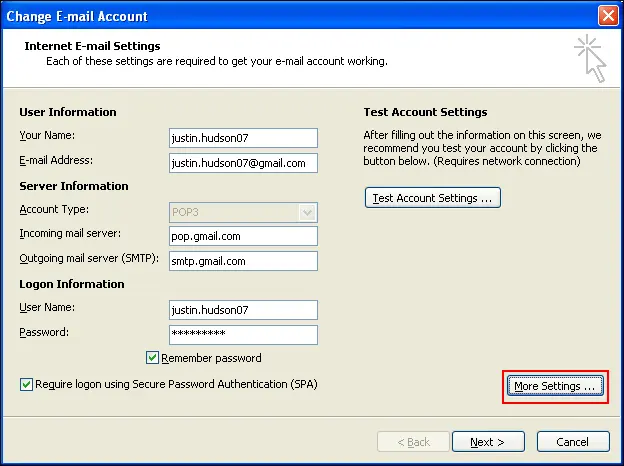 click on more settings