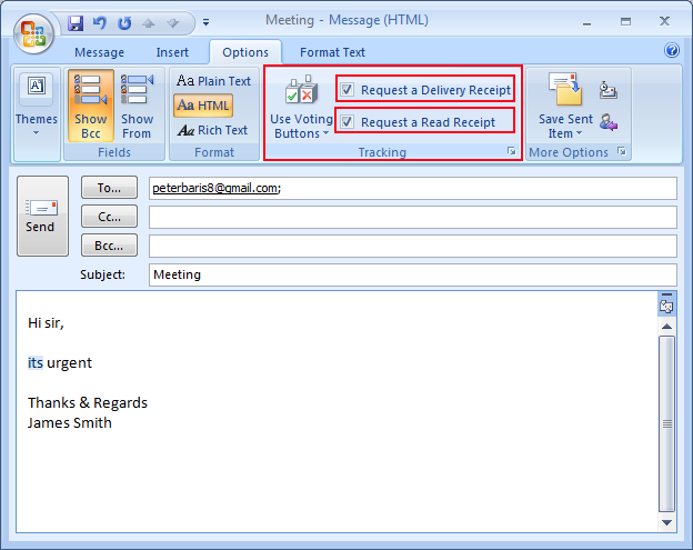 how to check read receipts outlook