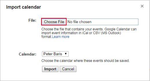 click on choose file