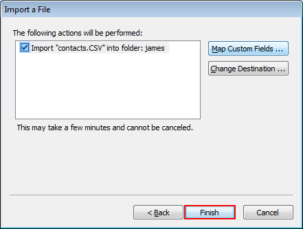 click on finish