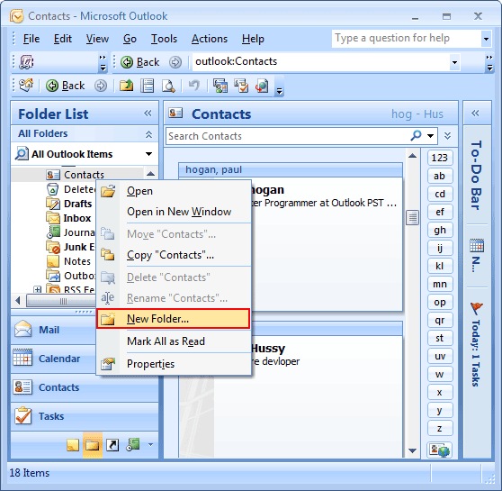 how to import contacts into outlook imap