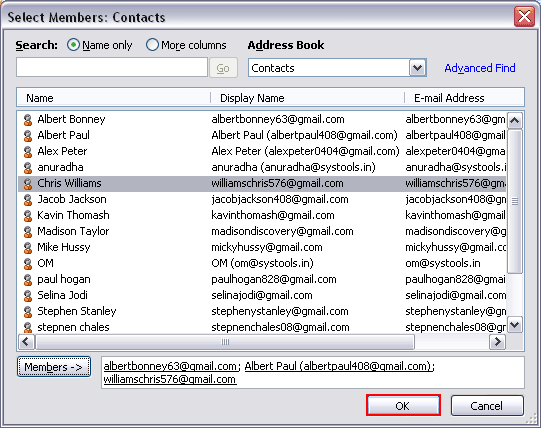 select member list
