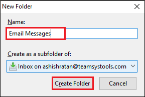 create new folder in Thunderbird