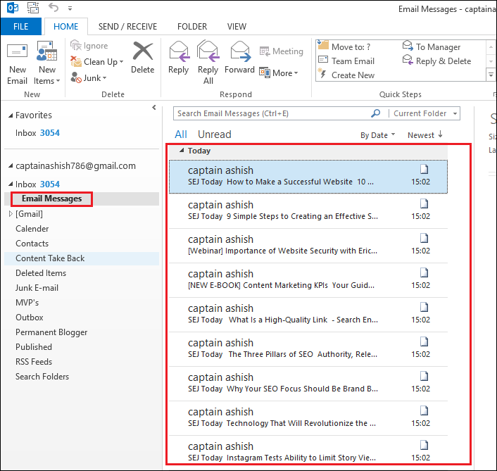 drag and drop all eml file in outlook