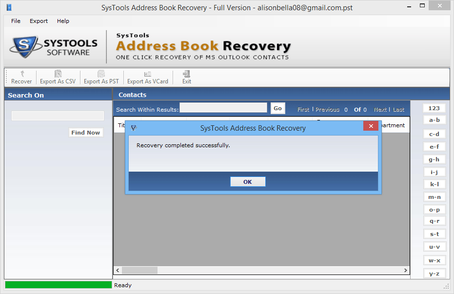 PST Contacts Recovery