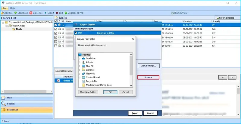 Software di visualizzazione MBOX